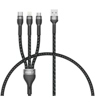 Lexroo Shira Serisi 3in1 USB Kablo 30cm - Siyah