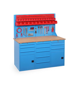 11 Çekmeceli Dolaplı Takım Asma Panolu Çalışma Tezgahı -1850 MM (Mavi)