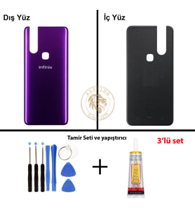 Infinix S5 Pro Mor Uyumlu Arka Kapak + Yapıştırıcı ve Vida Seti Arka Cam Batarya Pil Kapağı