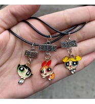 Powerpuff Girls Best Friend 3 lü Kolye Seti Hediyelik Aksesuar Şık Takı Süs (Gümüş)