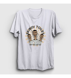 Presmono Unisex Beyaz Bop Bop Yes Yes Skibidi Toilet T-Shirt 479758tt