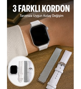 Bluetooth Görüşmeli Dokunmatik Akıllı Saat 3 Farklı Kordon Seçeneği