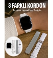 Bluetooth Görüşmeli Dokunmatik Akıllı Saat 3 Farklı Kordon Seçeneği