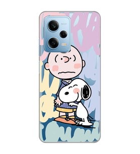 Redmi Note 12 Pro 5G Uyumlu Snoopy ve Charlie Brown Tasarımlı Şeffaf Telefon Kılıfı