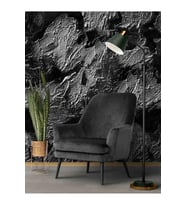 Dreamwall 3 Boyutlu Kaya Desenli Isı Ve Ses Yalıtımlı Tekstil Duvar Kağıdı (Siyah)