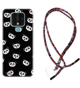 Tecno Camon 16 18P Pova Kılıf Boyun Asklı Rasta Silikon Panda Suratları 1773