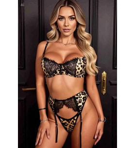 Mulvxbrf Brf02 Leopar Desenli Jartiyer Kostüm Kadın İç Giyim (Mulvix)