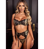 Mulvxbrf Brf02 Leopar Desenli Jartiyer Kostüm Kadın İç Giyim (Mulvix)