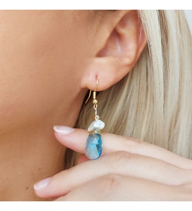 Vaoov 14 Ayar Altın Kaplama Swarovski Taşlı Mayorka İnci Küpe