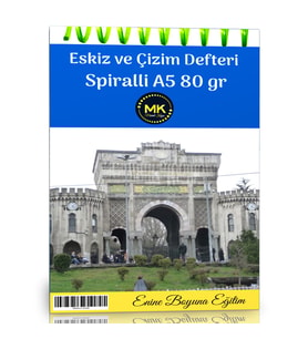 Üniversite Temalı Eskiz ve Çizim Defteri Kraft Spiralli 100 Sayfa A5 80 gr