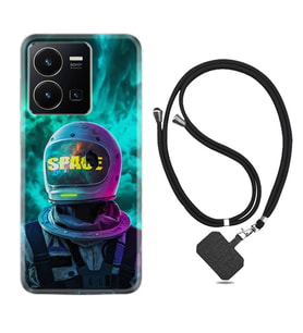 Vivo Y35 Kılıf Resimli Boyun Askılı İpli Desenli Silikon Series Space 1814