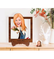 BK Gift Kişiye Özel Kadın Karikatürlü Ahşap Standlı 3D Biblo-13 (Beyaz)