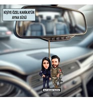 Sevgiliye Özel Karikatür Ayna Süsü – Sevgililer Günü Hediyesi Araç İçi Süs