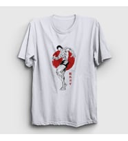 Presmono Unisex Beyaz Fighter Anime Hanma Baki T-Shirt 317370tt