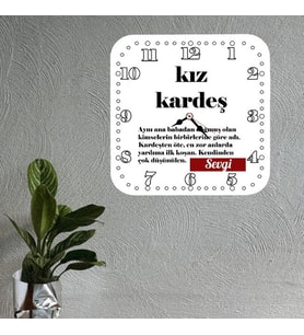 Kız Kardeş İsimli Kişiye Özel Duvar Saati
