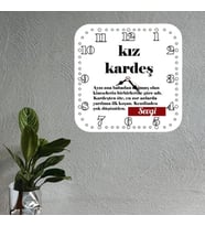 Kız Kardeş İsimli Kişiye Özel Duvar Saati