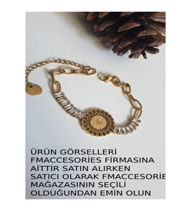 ÇELİK ÇEYREKLİ BAGET TAŞLI I BİLEKLİK GOLD RENK ANTİALERJİK 316L KARARMAZ SERİ 17+4 CM 316L