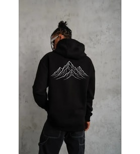 Erkek Nihilist Penguen Özel Tasarım Oversize Kapüşonlu Sweatshirt - Siyah