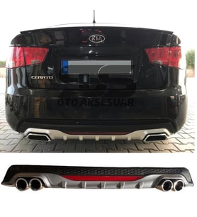 Kia Cerato Difüzör Arka Tampon Eki 4 Egzoz Çıkışlı Gri Reflektörlü