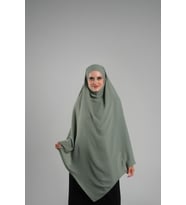 Yağ Yeşili Pratik Hazır Geçmeli Tesettür Eşarp Krep Bağcıklı Çift Katlı Sufle Hijab 2314_36