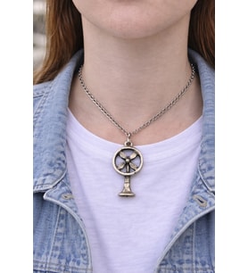 Vintage Pervane Figürlü Gümüş Renk Unisex Uzun Kolye