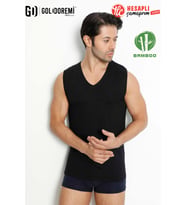 Gd Goldoremi 3904 Premium Erkek Nefes Alabilen Yumuşak Yok Gibi Bambu Kumaş V Yaka Sıfır Kol Atlet