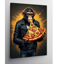Kanvas Tablo Pizza Yiyen Maymun