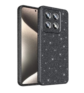 Coverzone Xiaomi 14T Pro ile uyumlu Z-Jelly K?l?f Kamera Korumal? Simli I??lt?l? Renkli Parlak Silikon Kapak - Siyah