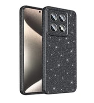 Coverzone Xiaomi 14T Pro ile uyumlu Z-Jelly K?l?f Kamera Korumal? Simli I??lt?l? Renkli Parlak Silikon Kapak - Siyah