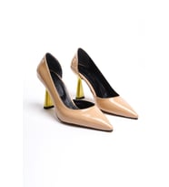 Scarlet Nude Kırışık Rugan (8cm) Topuk  Boyu Günlük Kullanım Stiletto