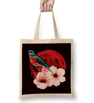 Sakura Japan Cherry Blossom Tree Nature Japanese Art Bird Bez Çanta Uzun Saplı