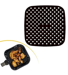 Siyah Isıya Dayanıklı Yıkanılabilir Silikon Fırın Ve Airfryer Kare Model Pişirme Matı 21,5 Cm (5343)