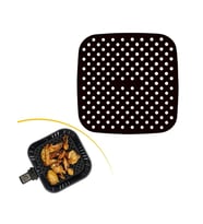 Siyah Isıya Dayanıklı Yıkanılabilir Silikon Fırın Ve Airfryer Kare Model Pişirme Matı 21,5 Cm (5343)