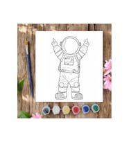 20x20 Tuval Boyama Seti Çocuklar İçin Etkinlik Astronot Tuval Boyama Seti (Siyah - Beyaz)