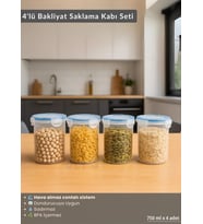 Erzak Saklama Kabı Seti 4'lü Bpa Free Gıda Kutusu Bpa Free Hava Almaz 750 ml