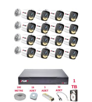 FURY 16 Kameralı 4 Warm Led Gece Renkli Görüş-Cepten İzle-Su Geçirmez Güvenlik Kamerası Seti 1TB