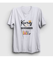 Presmono Unisex Beyaz King Of Backgammon Oyun Tavla T-Shirt 418263tt (Beyaz)