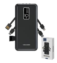Venandin PWB10C1 10.000 mAh Powerbank 4 ü 1 Arada Entegre Kablolu LED Göstergeli Taşınabilir Şarj Cihazı