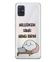 Samsung Galaxy A51 Uyumlu Halledicem Tasarımlı Şeffaf Telefon Kılıfı