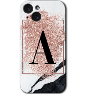 İphone 15 Plus Kılıf HD Desen Baskılı Kılıf - Pembe Mermer Desenli A Harfi