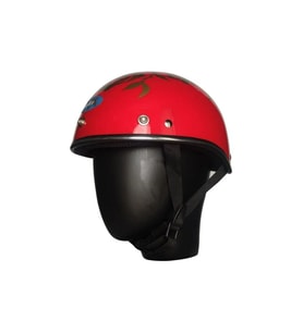 Motosiklet ve Bisiklet Kaskı Abs Materıal Yarım Chopper Model Kask Vespa Scooter Kırmızı