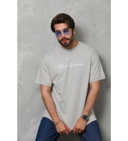 Erkek Baskılı T-Shirt Kısa Kol Bisiklet Yaka Regular Fit Tişört - Gri
