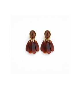 Amber Damla Taşlı Gold Detaylı Sallantılı Küpe – Bohem Şık Tasarım