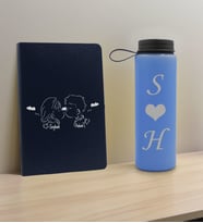 BK Gift Sevgiliye Özel İsimli Lacivert Defter ve Mavi Cam Matara Hediye Seti-3, Sevgiliye Hediye, Sevgililer Günü, Yeni İş Hediyesi