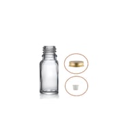 10ml şeffaf şişe sarı metal düz kapaklı, 12 adet, cam şişe, esans şişesi, yağ şişesi, kozmetik şişesi