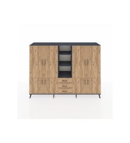 Hyperion Dolap 11 Raflı 3 Çekmeceli 8 Kapaklı 220x44x163 Antrasit-Çam