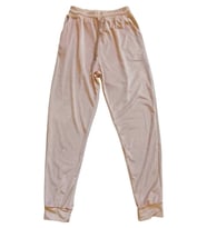 Parlak Kadife Cepli Pantolon Eşofman Pijama Altı Unisex Lastikli Paça Bej