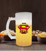 BK Gift Kişiye Özel Süper Baba Tasarımlı Buzlu Cam Bira Bardağı 50cl-3 (Beyaz)