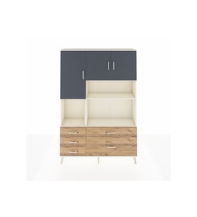 Arges Dolap 8 Raflı 5 Çekmeceli 3 Kapaklı 132x30x195 Aytaşı-Antrasit/Çam