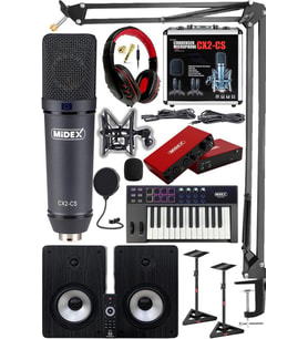 Midex Wizard Paket-6 Stüdyo Ekipmanları Seti (Monitör Mikrofon Ses Kartı Kulaklık Midi Klavye)